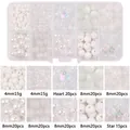 DIY bead set in 10-grid box with white heart and star shaped macaron glass beads - Box Packaging / White