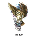 TH-429 waterproof temporary tattoo sticker featuring a colorful magic owl and crystals - Th-429 / 210*148mm