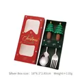 Set di posate natalizie con manico ad albero verde in confezione regalo festiva - Argento Stile F - 2Pezzi