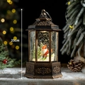 25cm vintage bronze Christmas snow lantern with Santa Claus and music box feature - Small Bronze Hexagon Skiing Santa