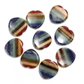 Polished heart-shaped thumb stones in diverse natural colorful striped patterns - Rainbow Stone