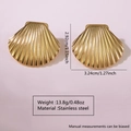 Chic beach style golden shell earrings made of high-quality stainless steel for women - Large Shell Style (FYD6131)