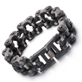 Men's industrial bike chain bracelet in matte vintage stainless steel with H-clasp - Retro Matte Grey (22mm*20.5cmKB68853-BD)
