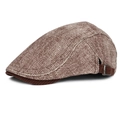 Berretto vintage marrone a spina di pesce con visiera in velluto a coste unisex - Regolabile / caffè