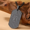 Men's black American flag military dog tag necklace with engraved letter X - Letter X Necklace