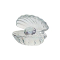 Iridescent crystal seashell ornament featuring a large faceted diamond gemstone inside - AB Color / 60*53*49mm