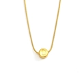 Gold stainless steel snake chain necklace featuring a polished letter O bead pendant - Letter O