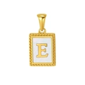 Goldener Edelstahl-Anhänger Buchstabe E mit Perlmutt-Inlay und Retro-Perlenrand-Design - Buchstabe E
