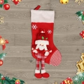 3D-kabouter kerstsok in rood en wit met zacht imitatiebont en geborduurde sneeuwvlokken - Vlecht Gezichtsloze Kabouter Stijl