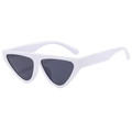 Fashionable white triangle cat-eye sunglasses with dark polarized lenses for street style - Solid White