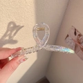 Iridescent transparent shark hair claw clip in a minimalist crossover design - Iridescent Cross