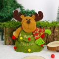 Sacchetto regalo natalizio a renna con ricamo Merry Christmas e design festivo verde - Alce