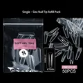 Νύχια coffin μεγέθους 8 από διάφανο PMMA soft gel, συσκευασία των 50 τεμαχίων - OMC03-Μέγεθος 08 (50 Τεμάχια Ανταλλακτικό Μονό Μέγεθος)