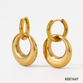Minimalist double hoop earrings with detachable gold plated drop rings model KDE1647 - Gold Double Hoop Teardrop Style (KDE1647)