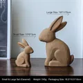 Set of two caramel rabbit sculptures in large 18cm and small 10cm sizes for home decor - Parent-Child Set / Caramel color