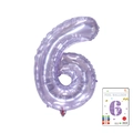 Pale purple number 6 aluminum foil balloon with metallic finish in retail packaging - 40-inch Jelly Purple 6-piece Cardboard Box