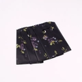 Small black plastic gift bag with purple rose floral print and die-cut handle - No. 90 (Purple Rose Black)