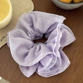 Elegant light purple oversized ruffled hair scrunchie with micro-grid texture - Multi-layer Pleated Texture / Purple