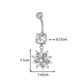 Silver stainless steel belly ring with flower pendant and cubic zirconia size guide - Flower Cluster Style (2612-5#) / Silver