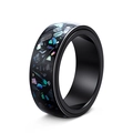 Anello rotante da 8mm in acciaio al titanio nero con intarsi di guscio di abalone - US 8 / Nero/Intarsio colorato
