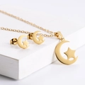 Minimalistisches vergoldetes Stern- und Mond-Schmuckset mit Halskette und Ohrringen - Goldenes Mond Stern Schmuckset