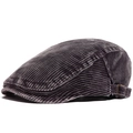 Gorra plana de pana gris oscuro con hebillas metálicas ajustables para hombre y mujer - Ajustable / Gris