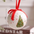 White 8cm Christmas ball ornament with Merry text, green tree, and red ribbon - White Tree