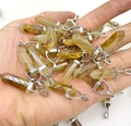 Natürlicher Citrin-Kristallanhänger in Säulenform mit silbernem Verschluss für DIY-Schmuck - Tigerauge Stein Armband