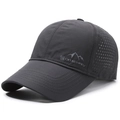 Casquette de baseball outdoor à séchage rapide gris foncé avec aération laser et logo montagne - gris foncé