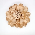 Eleganter Champagner Satin Rosen Haarclip und Brosche mit hochwertiger Stoffstruktur - Dual Use (Brosche/Haarspange) / Khaki