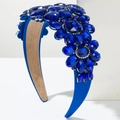 Royal blue baroque headband with sparkling rhinestones and non-slip lining - Blue