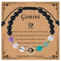 Gemini constellation energy stone beaded bracelet with colorful charms on card - Gemini-Braided