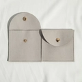 Gray microfiber jewelry envelope pouch with golden metallic snap button closure - 8*8cm / Gray