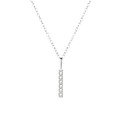Elegante collana in argento con ciondolo a barra e diamanti scintillanti incastonati - Oro Bianco