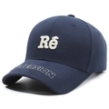 Gorra de béisbol de algodón azul oscuro con bordado blanco de Ré y VERSION - Ajustable / Azul Marino