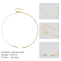 Collier en perles baroques et chaîne trombone en acier inoxydable plaqué or 14 carats - Collier d'Épissage Or 14K (YP15532)