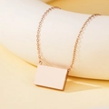 Polished rose gold rectangular locket pendant necklace with minimalist curb chain - No Photo / Rose Gold