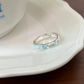 Minimalist 925 sterling silver open ring featuring a light blue enamel inlay detail - Blue Enamel Minimalist Opening Style(JZ0725)