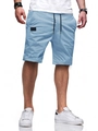 Detail van lichtblauwe casual herenshort met elastische tailleband, trekkoord en zakken - S / Lichtblauw