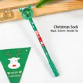 Grüner Weihnachts-Gelschreiber mit Rentier-Motiv und 0.5mm Mine für Schüler - Weihnachtsstrumpf