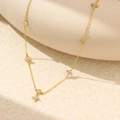Gold s925 silver four-leaf clover necklace with sparkling diamonds and layered chain style - 925 Silver / Gold
