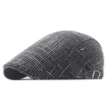 Béret rétro britannique classique en tweed noir et blanc avec boucle latérale réglable - Réglable / Noir