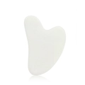 Detailed view of a white heart-shaped resin facial massage tool on a plain white background - Jade / White