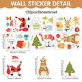 Christmas window stickers set with Santa, snowman and reindeer designs, 130 pieces PVC decals - 20x30cm / 130-Piece Set (Pack of 6) - UV24Y12557T_T