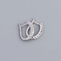 Minimalist S925 sterling silver U-shaped hoop earrings with single row pavé zircon stones - White Gold (White Zircon)