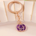 Detail of rose gold keychain with a purple enamel pumpkin charm and star patterns - Purple Pumpkin