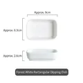 Piattino per salse rettangolare in ceramica bianca lucida, 9cm x 6,3cm x 2,6cm - Piattino da salsa rettangolare bianco lucido foresta