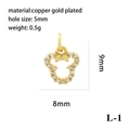 Macro shot of 18K gold plated copper heart bow pendant with micro-inlaid zircon and dimensions - Gold Heart Bow (L-1)