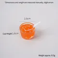 Miniature orange fruit dessert bowl model with resin jelly beads and tiny spoon - Orange