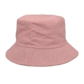 Dettaglio di un cappello da pescatore rosa in cotone con ricami di faccine sorridenti - M (56-58cm) / Rosa